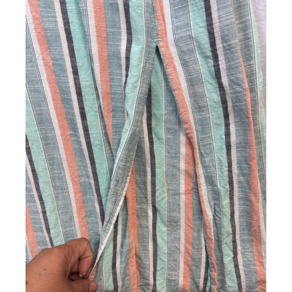 Roxy Womens Striped Maxi Dress Mint Green Coral V-Neck Smocked Back Size Large - Picture 5 of 14